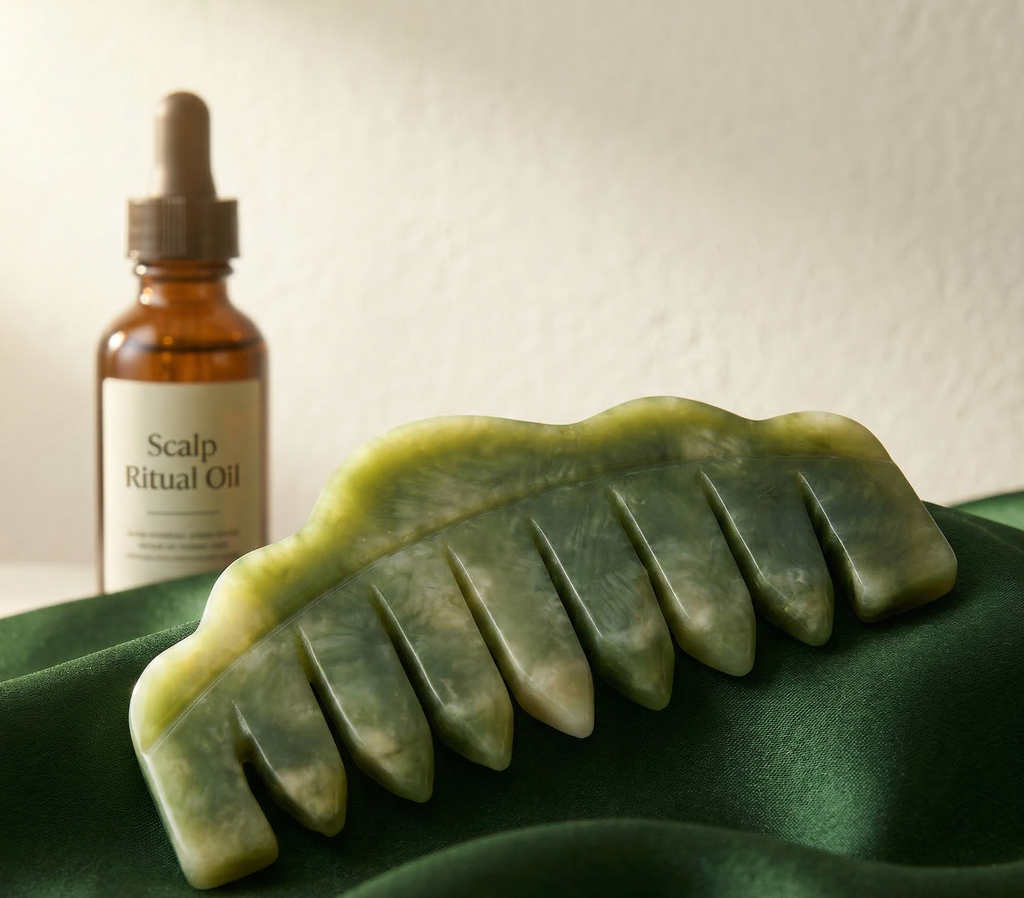 The Scalp Revitalizing Jade Gua Sha Comb – Xiu Yan Edition